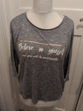 Papaya 16 Grey Fleck "Believe In Yourself" T-shirt Long Sleeve