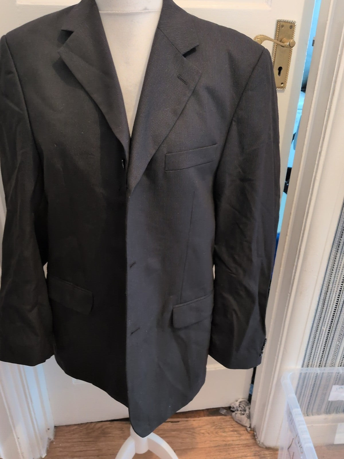 Ciro Citterio 42R Black Pinstripe Suit Jacket