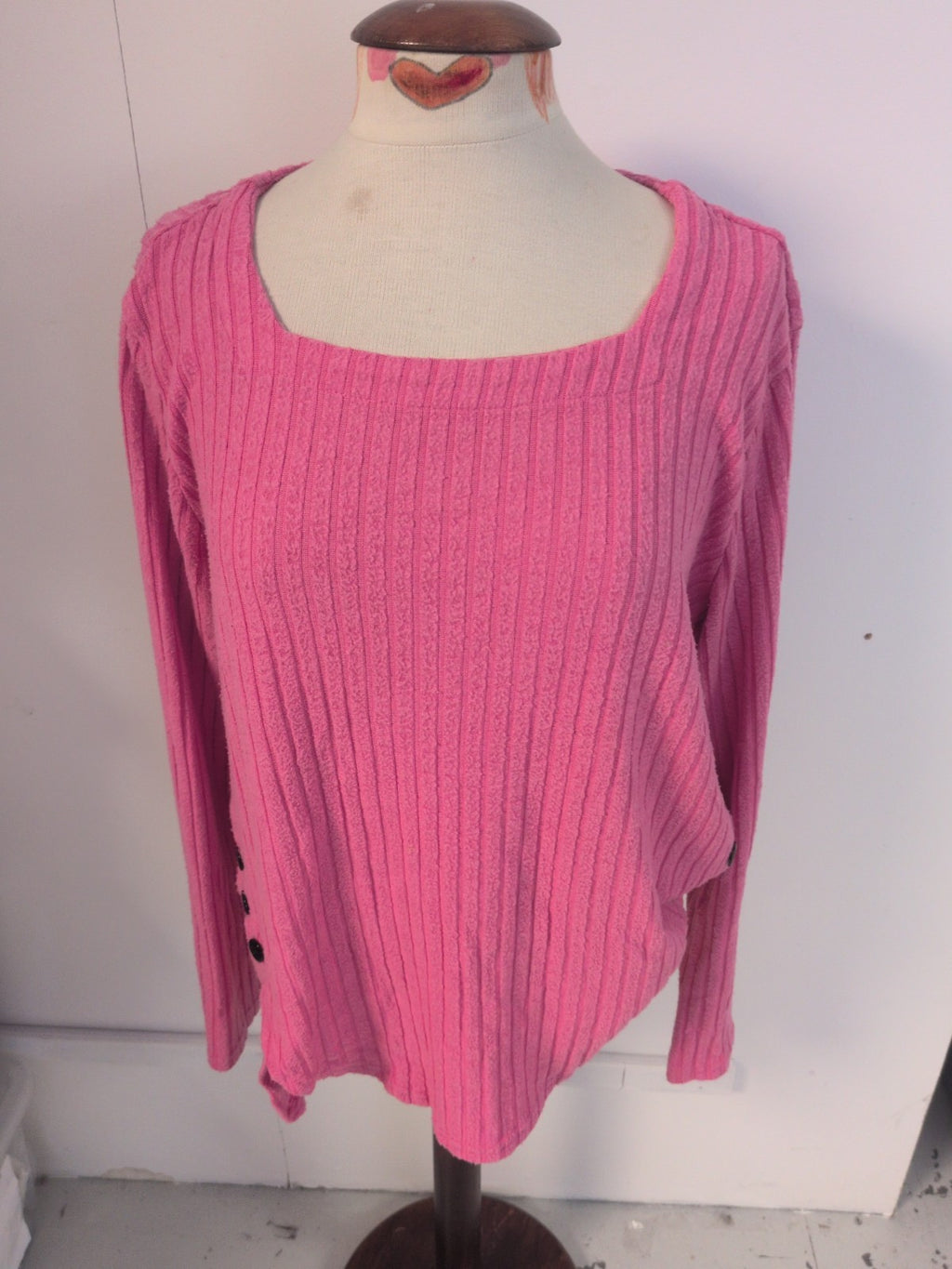XL Rose Pink Long Sleeve Square Neck Jumper Blouse
