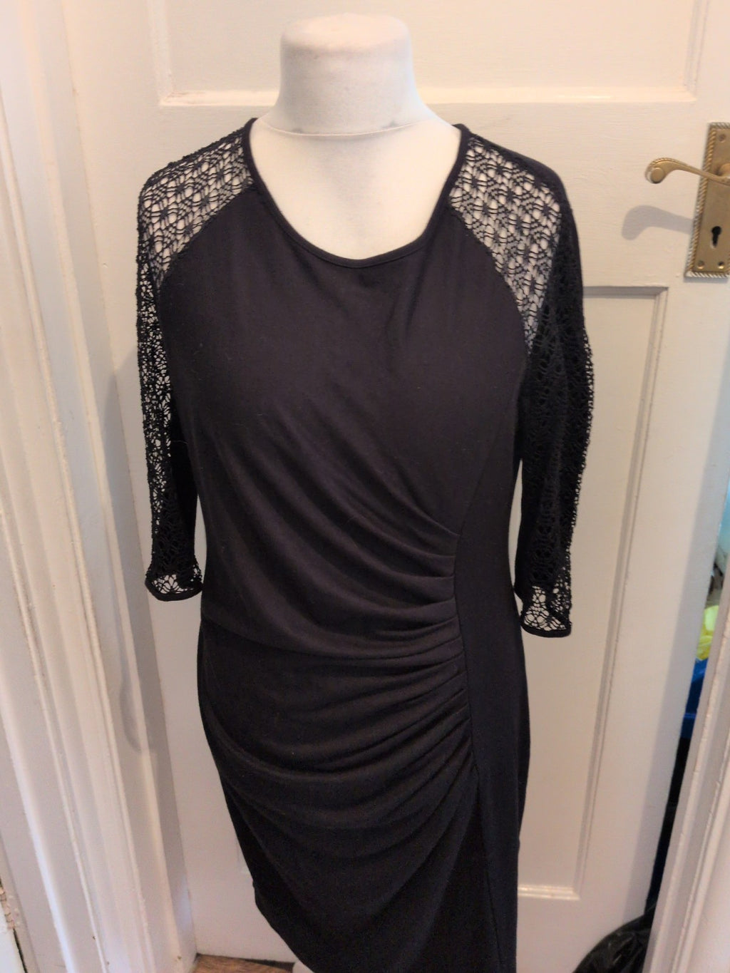 Fever 18 Black Dress Half Lace Sleeve