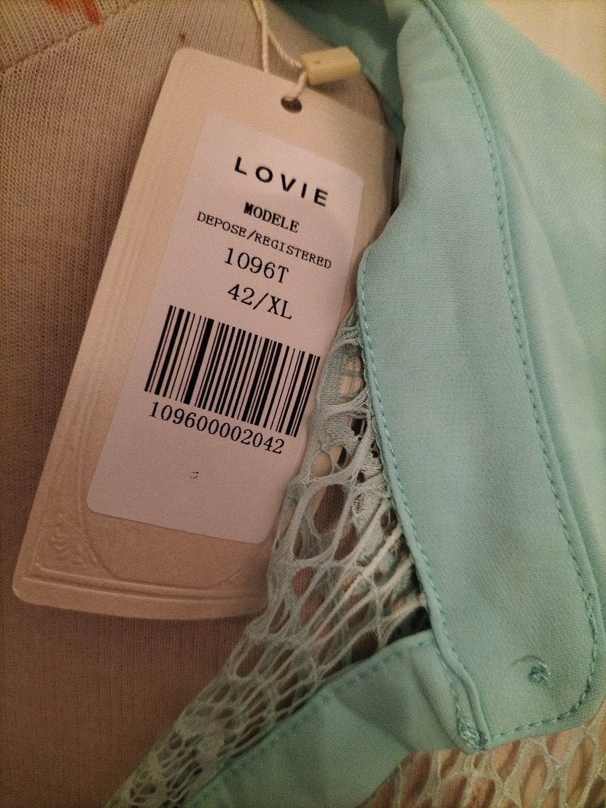 Brand New Ladies Lovie Size XL Turquoise Lace Short Sleeved Blouse