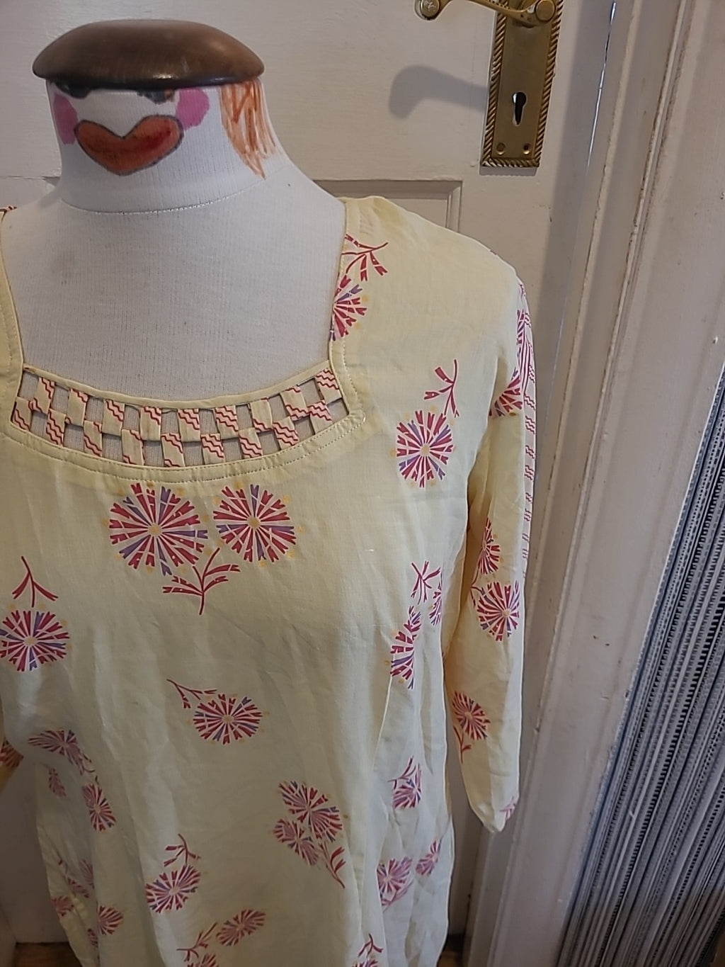 Ladies Shafi Size Medium Yellow Mid Sleeved Dress
