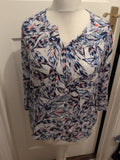 Dash 14 Blue Navy Pink Flower Long Sleeve Blouse