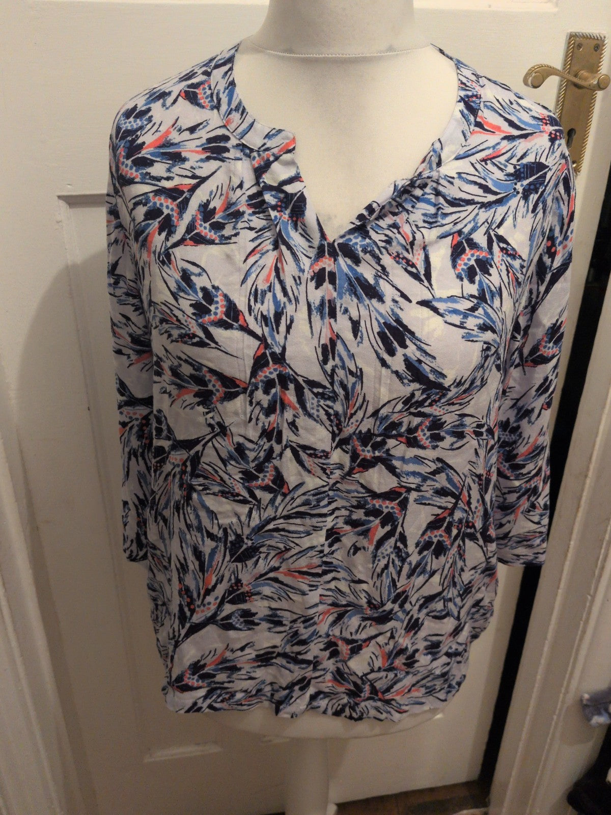 Dash 14 Blue Navy Pink Flower Long Sleeve Blouse