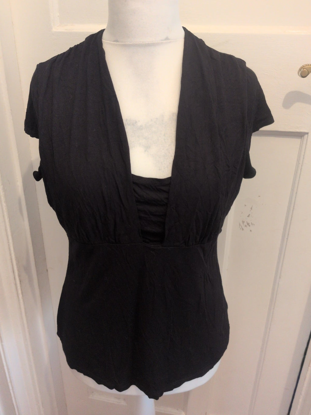 Autograph 18 Black V Neck Short Sleeve Blouse