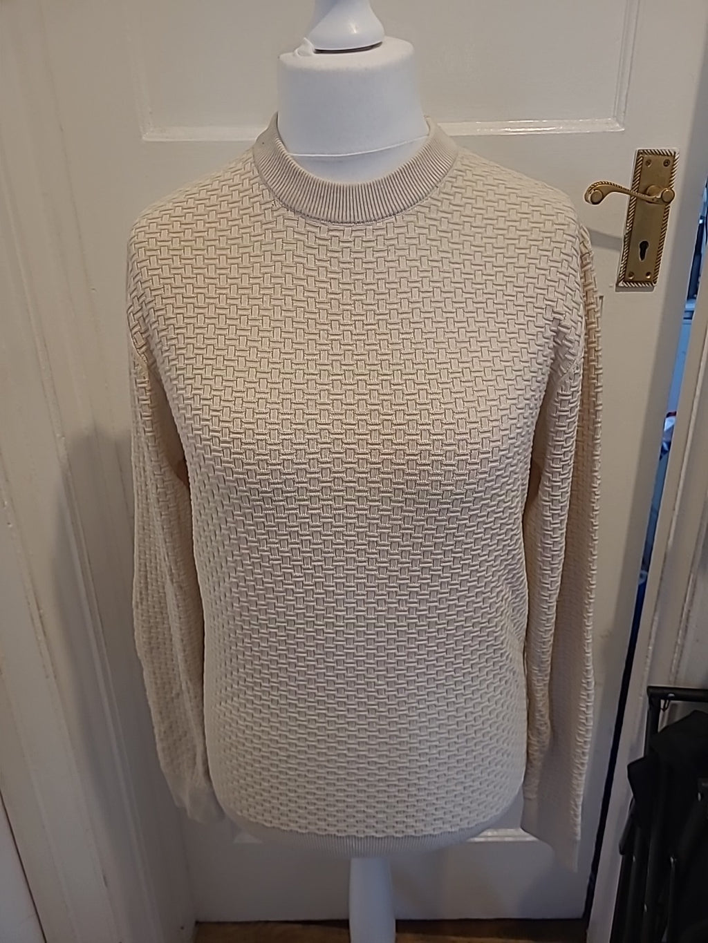 Mens Primark Size Small Cream Textured Jumper