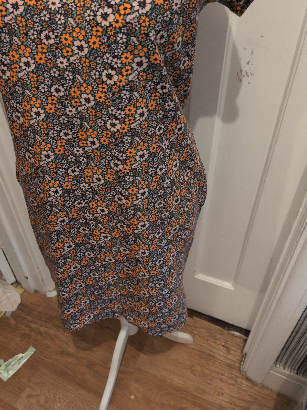 Barbour 14 Orange Floral Short Sleeve Dress