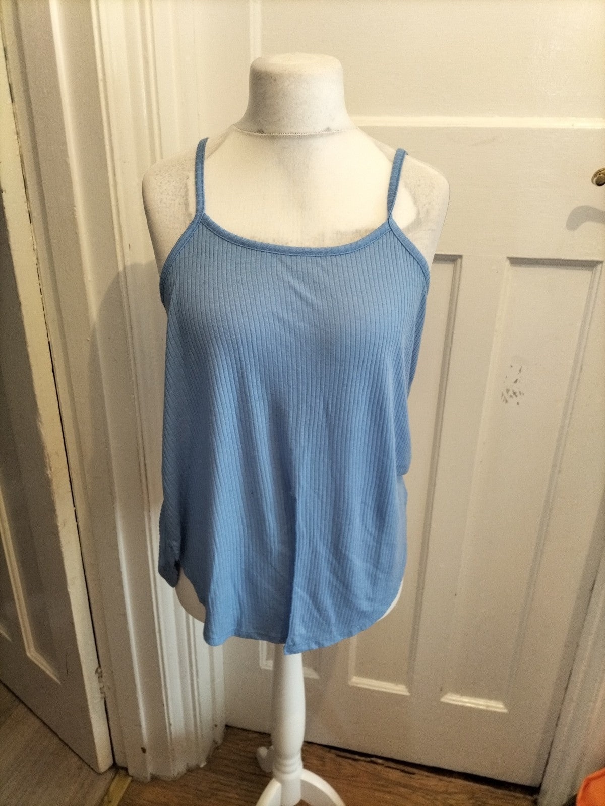 Primark 10 Blue Brush Rib Sleeveless Split Hem Cami