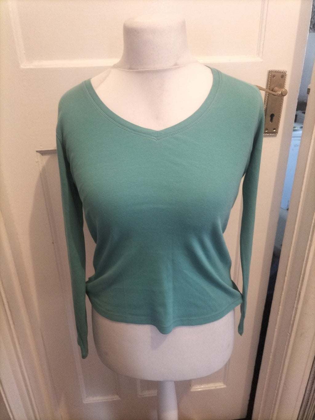 Ladies Marks And Spencers Size 10 Dark Turquoise Long Sleeved Top