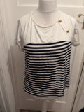Emery Rose Large Navy Blue Stripe Short Sleeve T-shirt