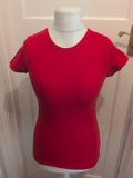 Ladies Primark Size XS Red Stretch Crew Short Sleeve T-shirt