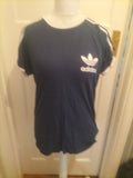 Mens Adidas Size M Navy With White Trim Short Sleeved Tee