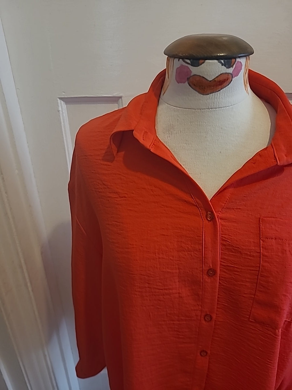 Ladies New Look Size 10 Red Long Sleeved Oversized Blouse