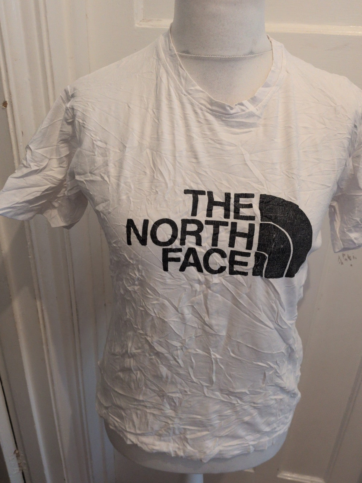 North Face White With Black Short Sleeve Large T-shirt Ladies