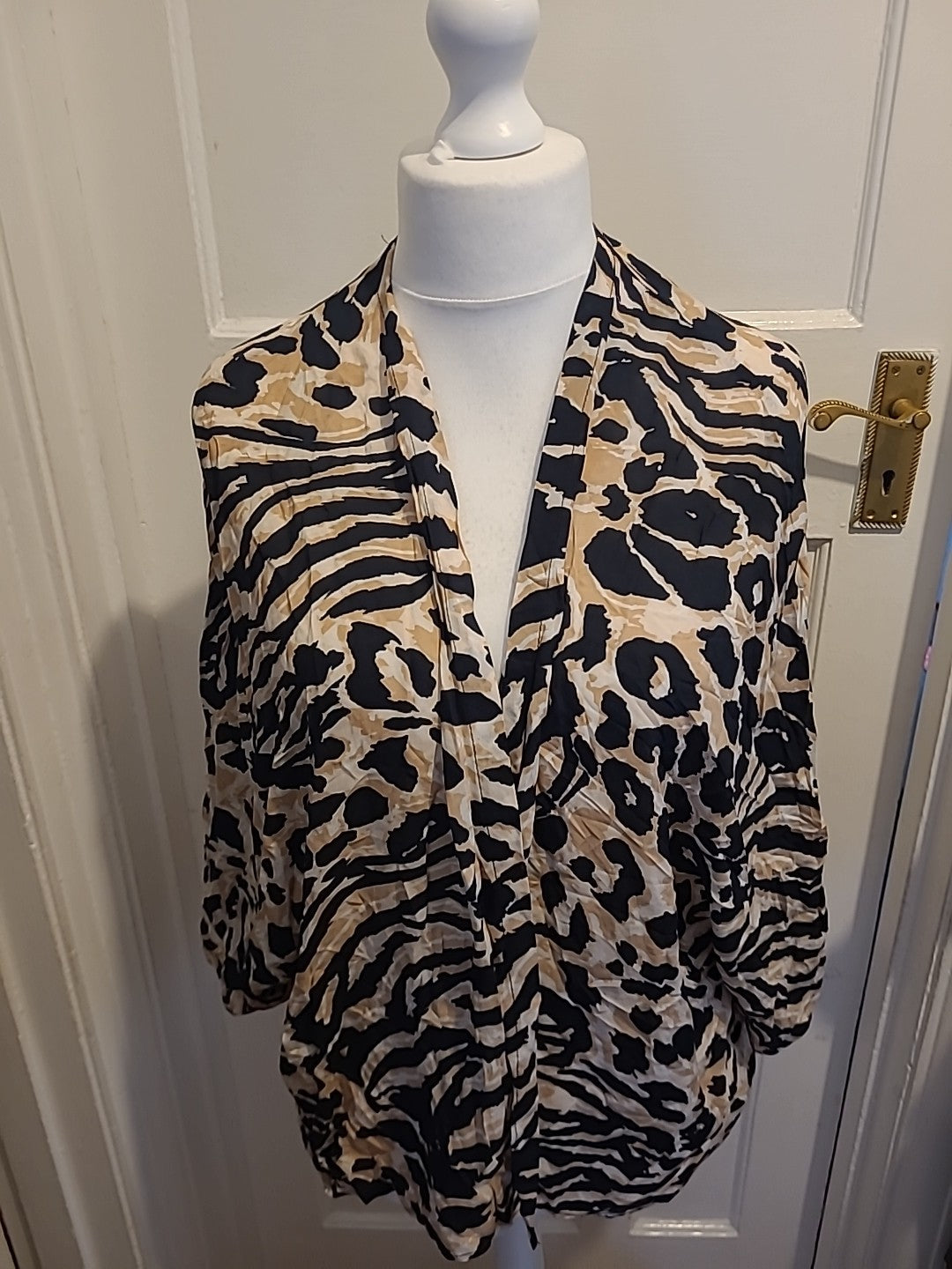 Ladies Next Size M Animal Print Short Sleeved Polyester Cardy