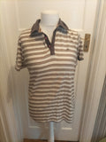 Mens Debenhams Size Small Beige And Cream Striped Polo