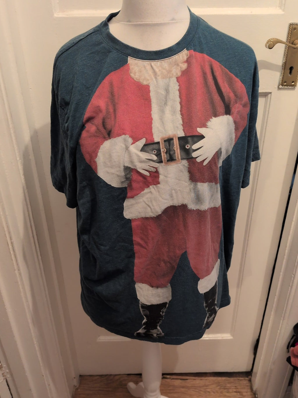 Tu 2XL Teal Santa Short Sleeve T-shirt