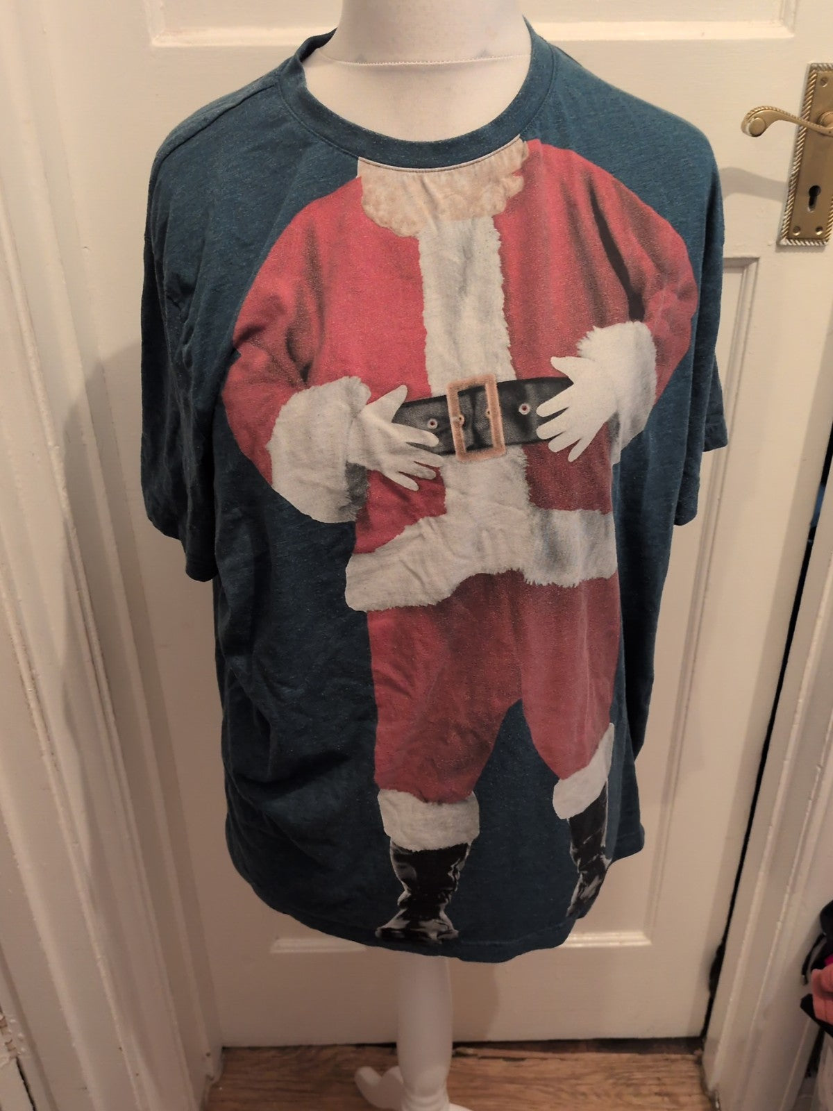 Tu 2XL Teal Santa Short Sleeve T-shirt