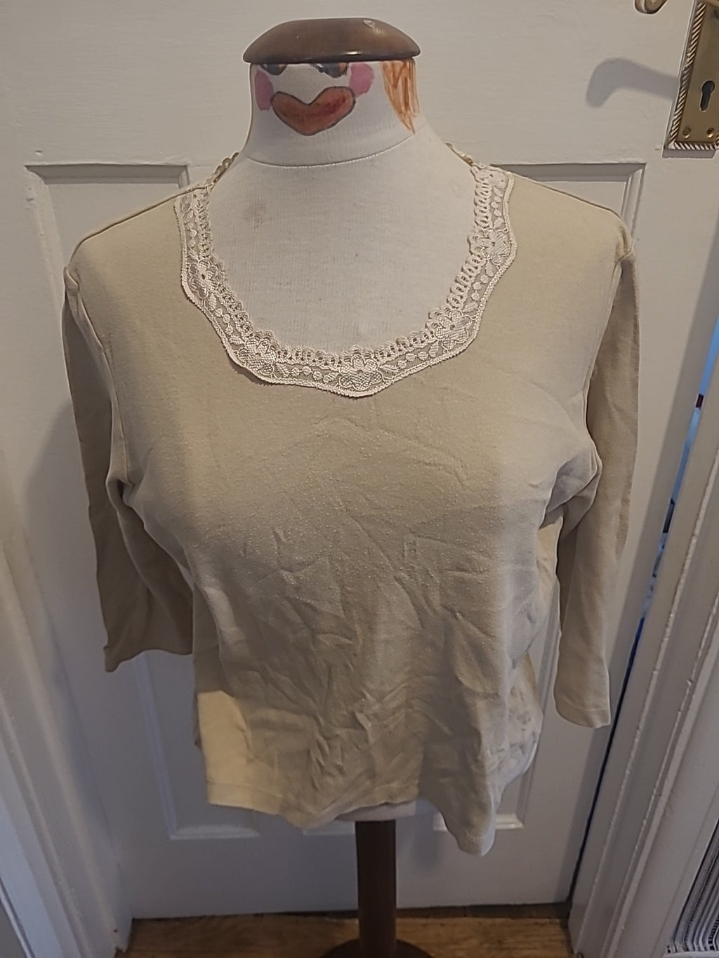 Ladies BHS Size 18 Stone Short Sleeve Top