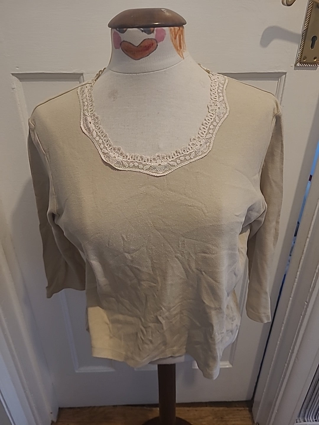 Ladies BHS Size 18 Stone Short Sleeve Top