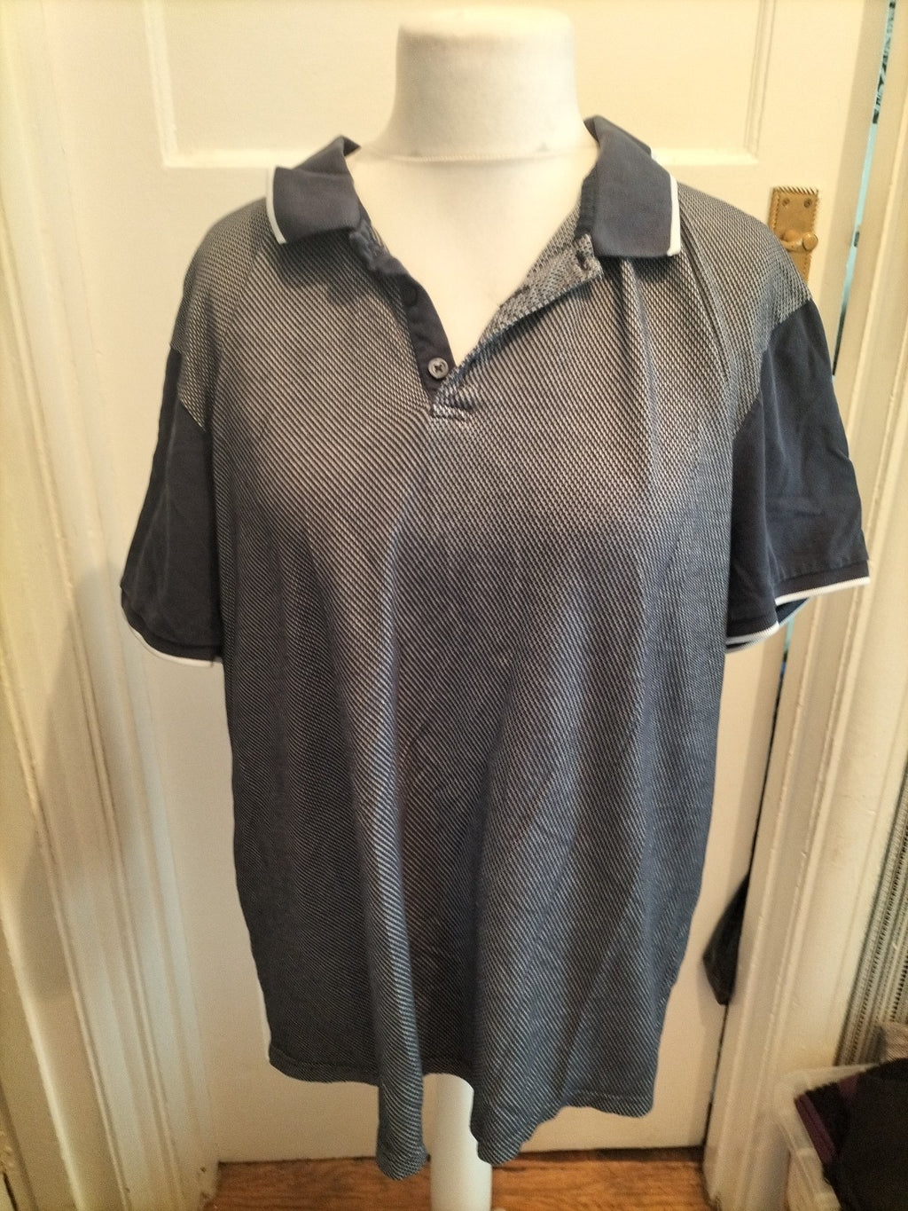George XXL Navy And White Short Sleeved Polo