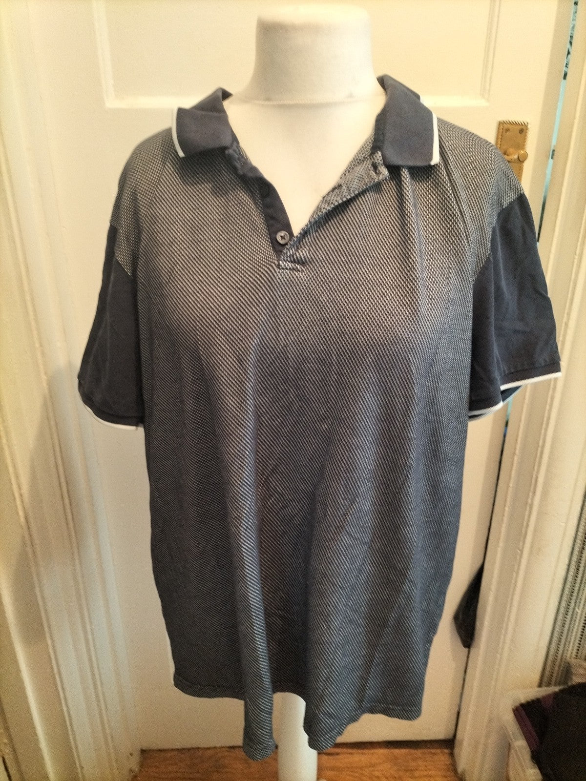George XXL Navy And White Short Sleeved Polo