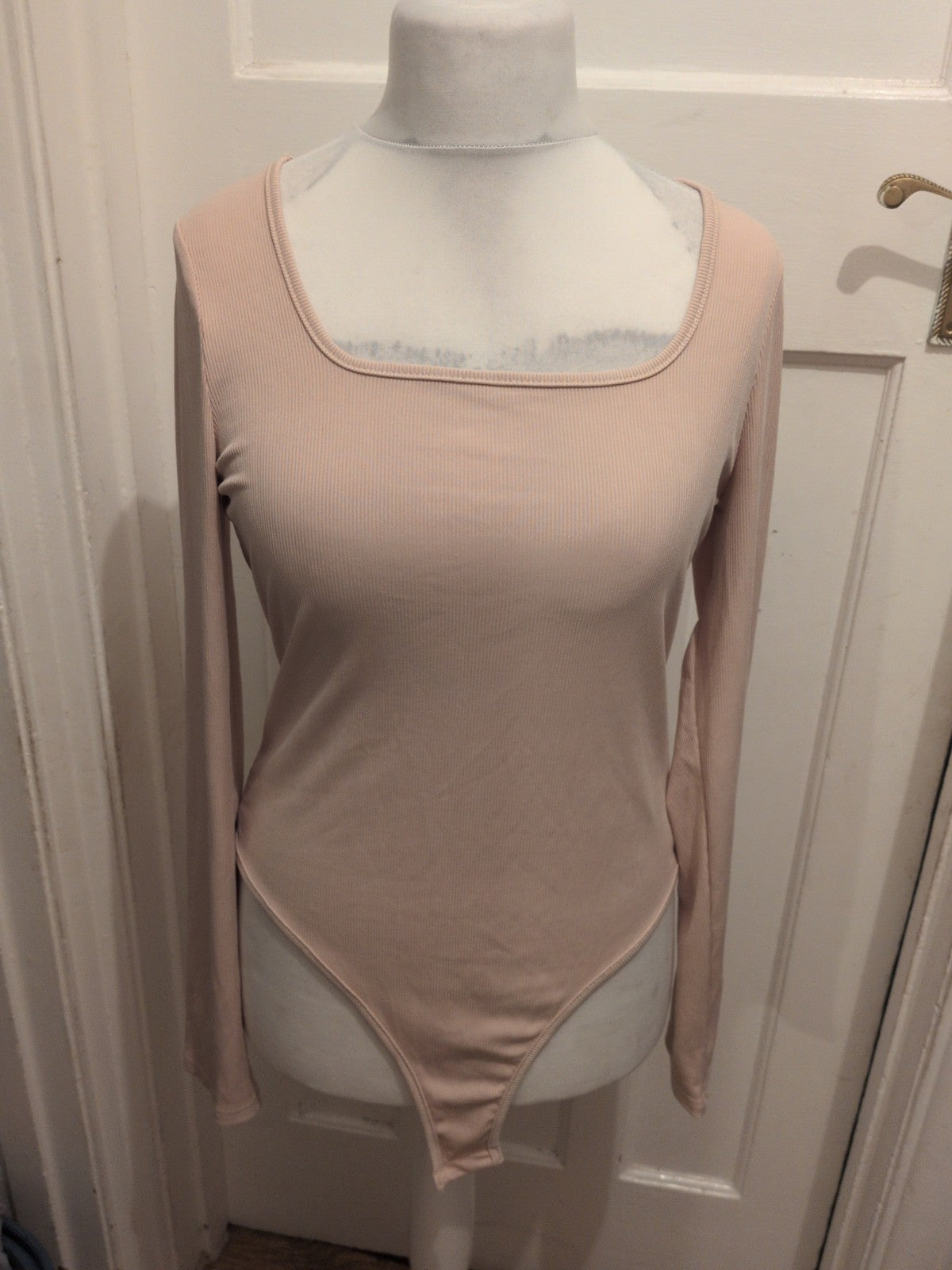 Ladies Shein Size XL Tall Beige Long Sleeve Bodysuit