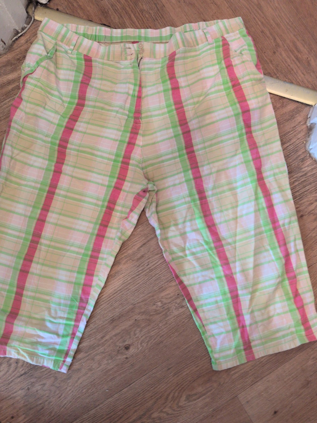 Ladies 2XL Multi Check Cropped Trousers