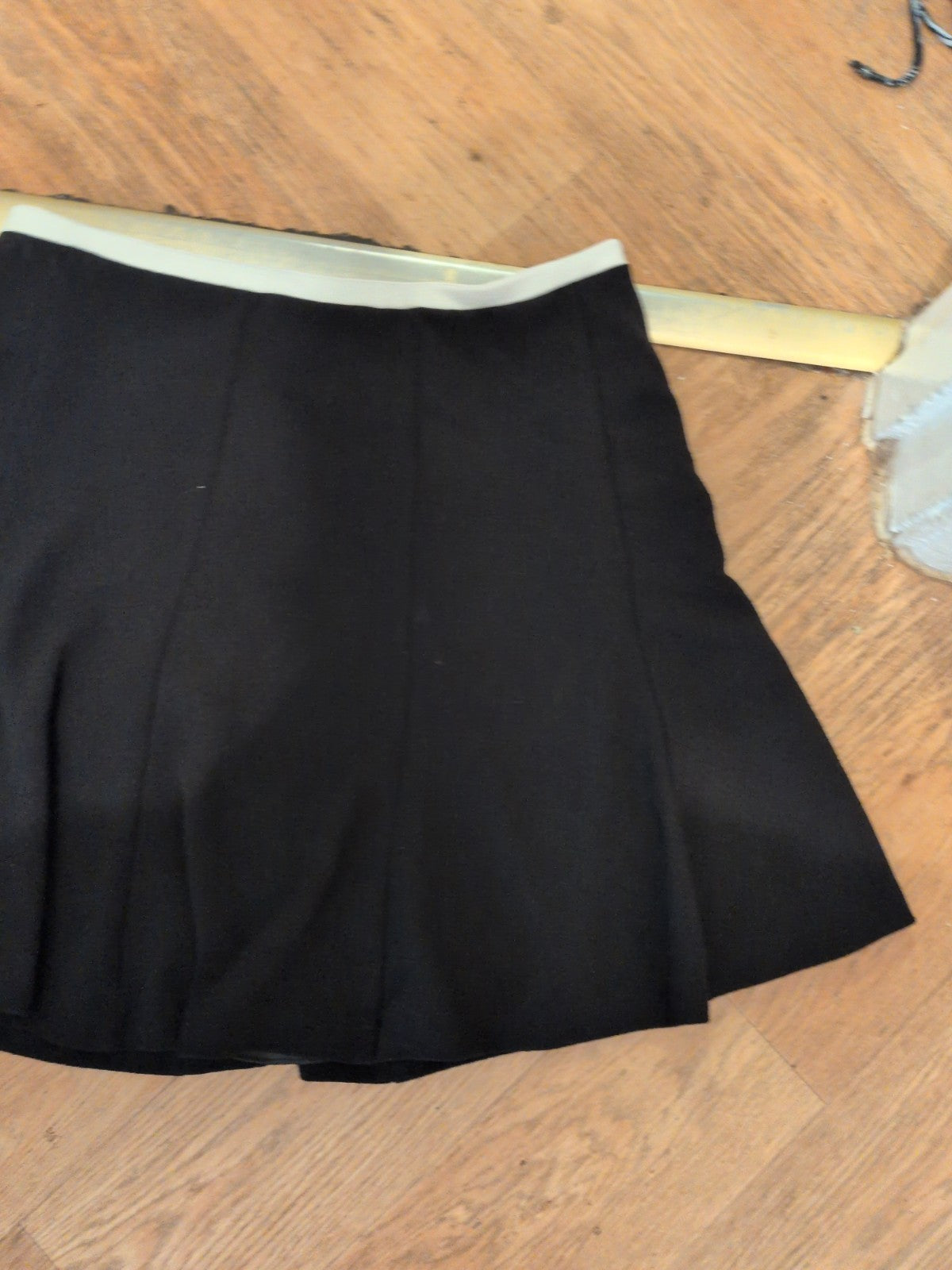M&S Collection 14 Black With White Trim Lined Skirt Knee Length