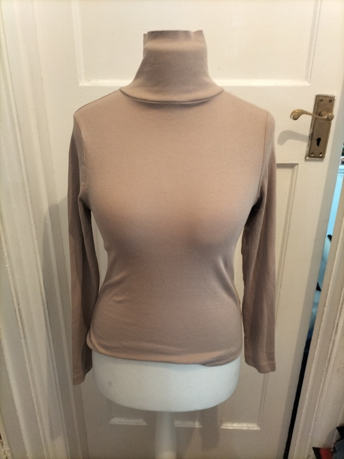 Peacocks 10 Beige Roll Neck Long Sleeve T-shirt