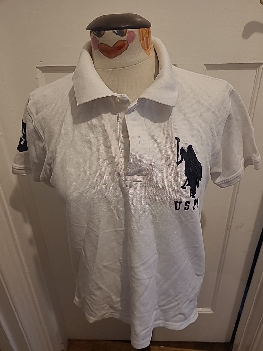 Mens U.S Polo Assn Size Medium White Shirt Sleeve Polo Shirt