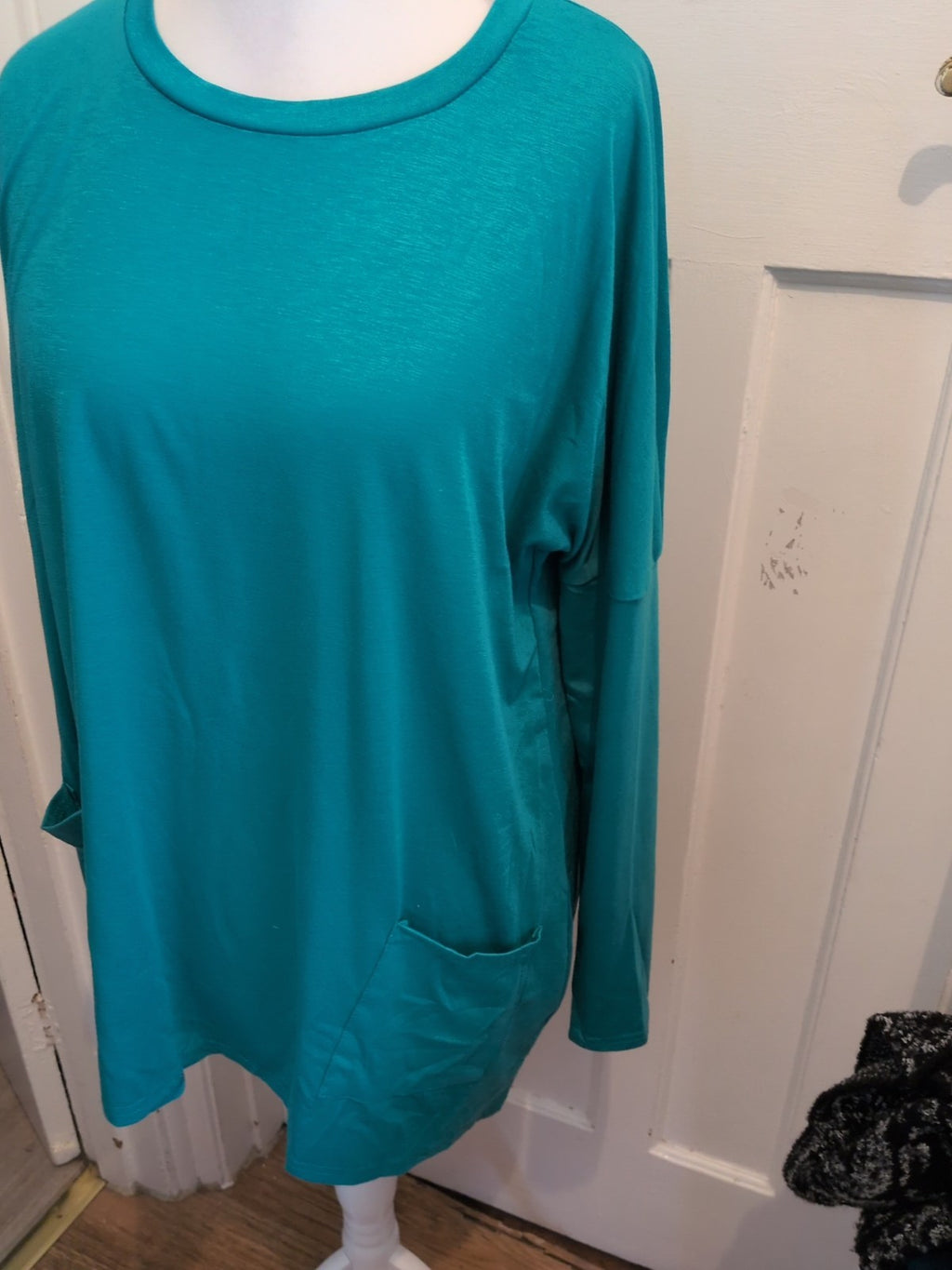 4XL Turquoise Long Sleeve Blouse