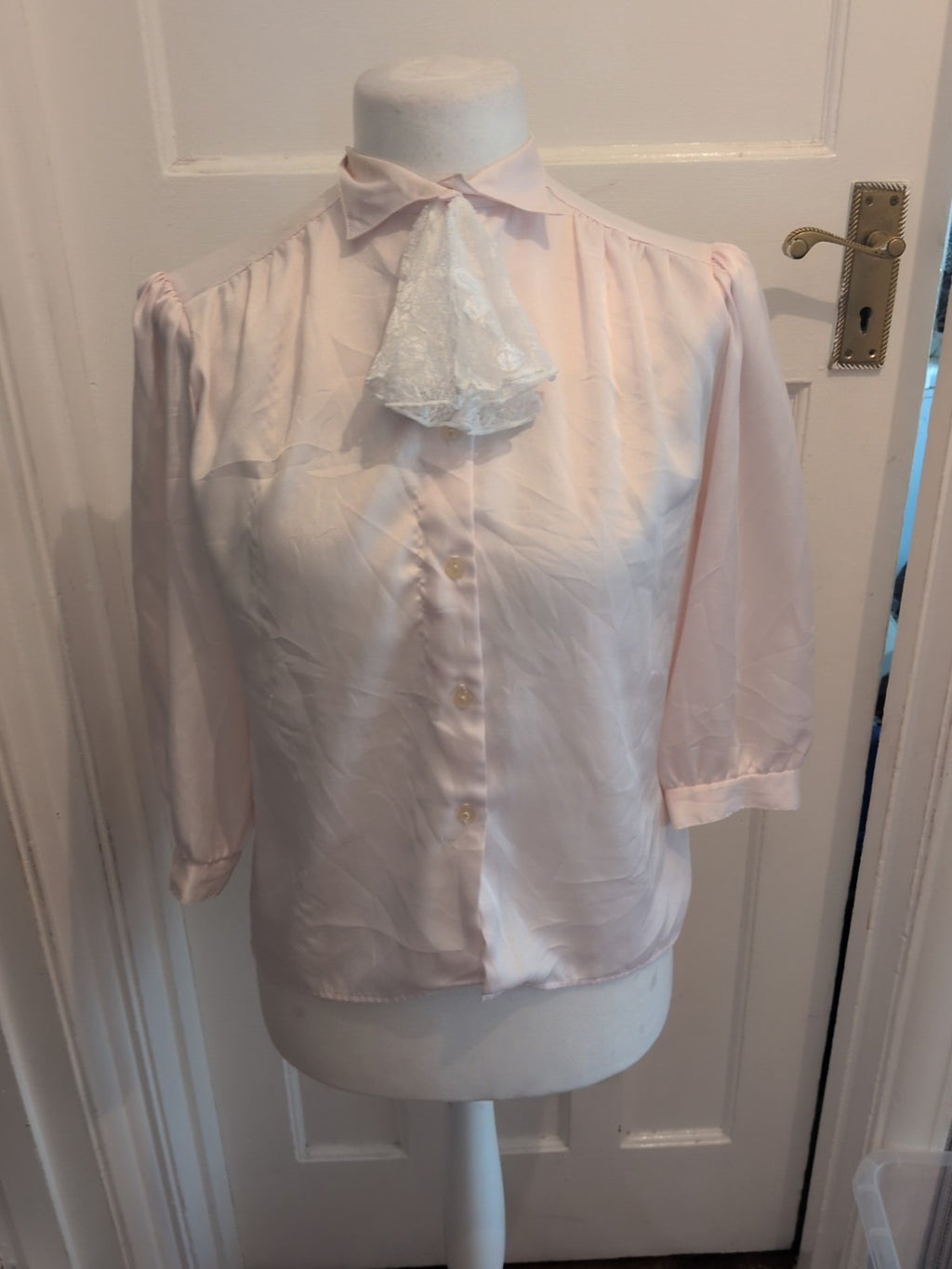 14 Pale Pink Polyester Long Sleeve Blouse Buttoned