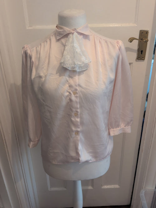 14 Pale Pink Polyester Long Sleeve Blouse Buttoned