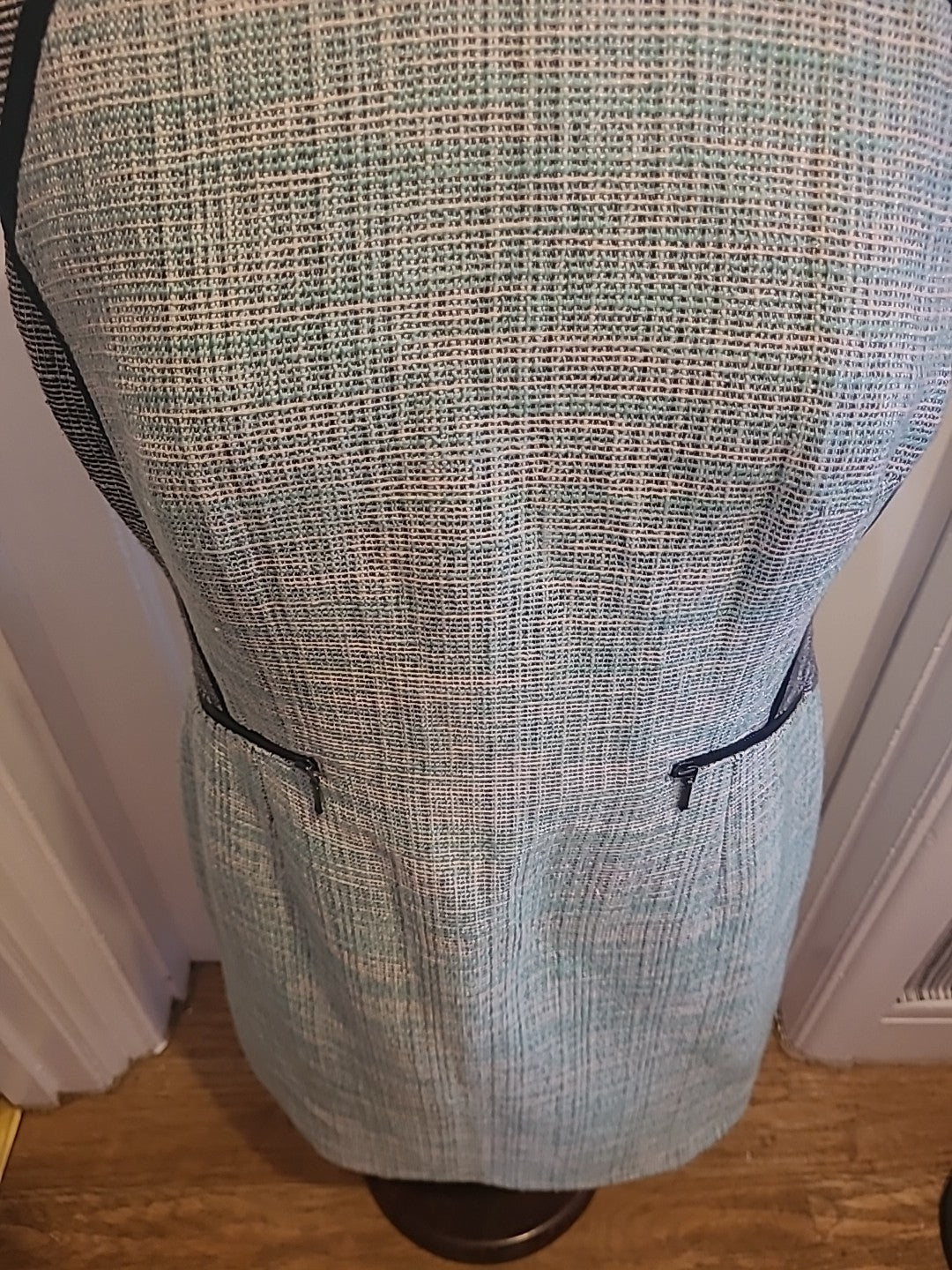 Ladies Marks And Spencer Size 14P Green Black Sleeveless Dress