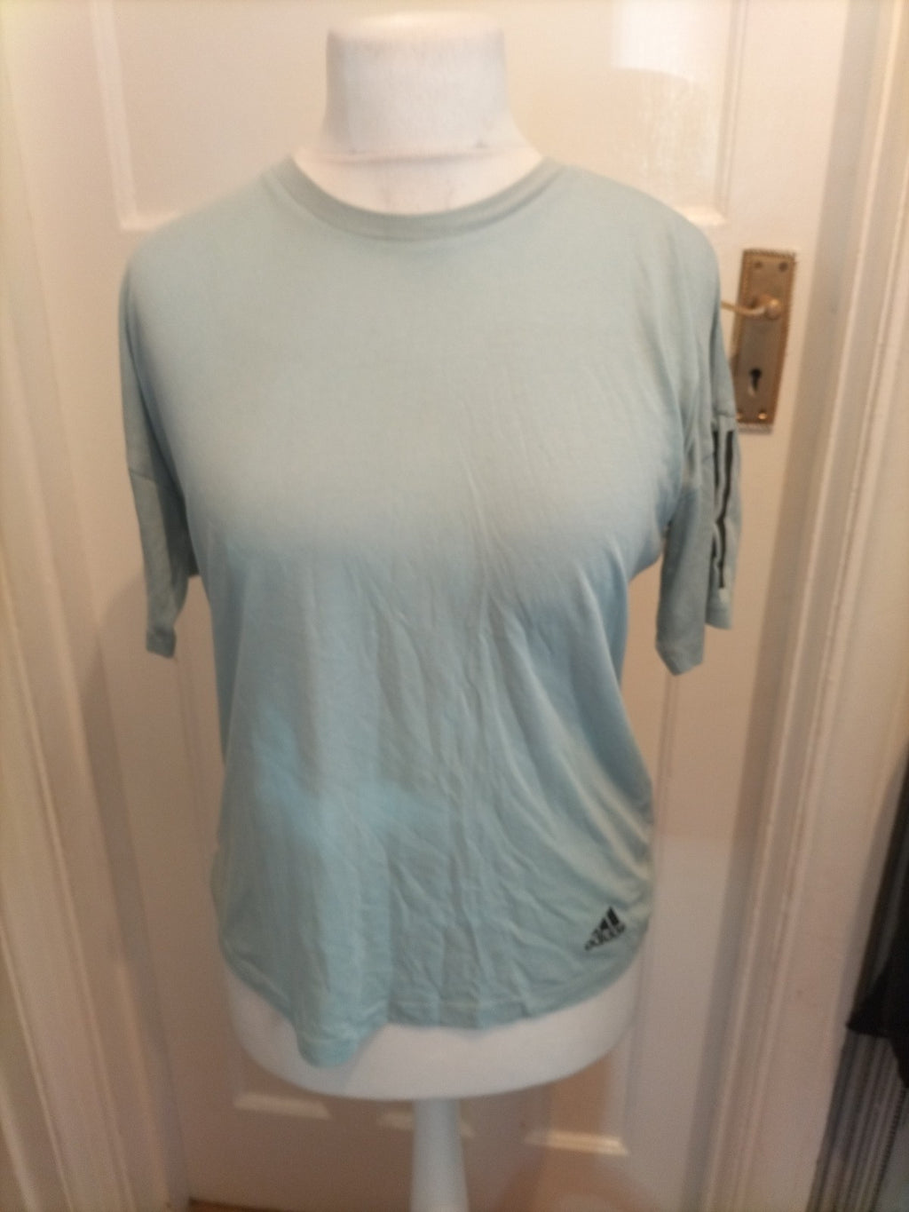 Ladies Adidas Size 8-10 Blue Short Sleeved Tshirt