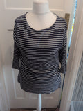 Beautiful Basics Peacocks 20 Stripe Navy White Long Sleeve T-shirt Boat Neck