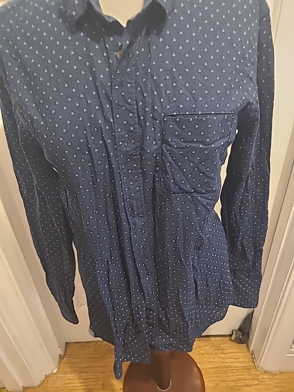 Mens Jules Size XL Navy White Slim Fit Long Sleeved Shirt