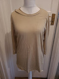 Mens Zara Size Large Beige 3/4 Sleeved Tshirt