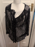 Mela Loves London Medium Black Long Sleeve Buttoned See Through Blouse