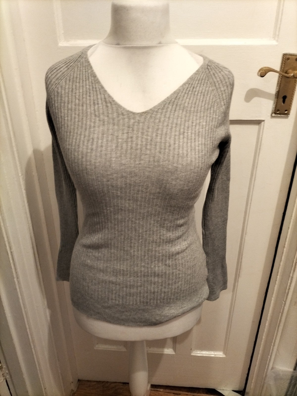 Primark 14-16 Grey Rib Long Sleeved Top Jumper