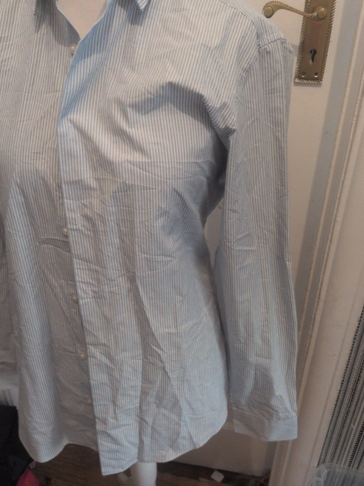 Next Tailoring 16R Blue Stripe Long Sleeve Slim Fit Shirt