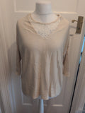 Artigiano Large Beige Frill Neck Half Sleeve Blouse
