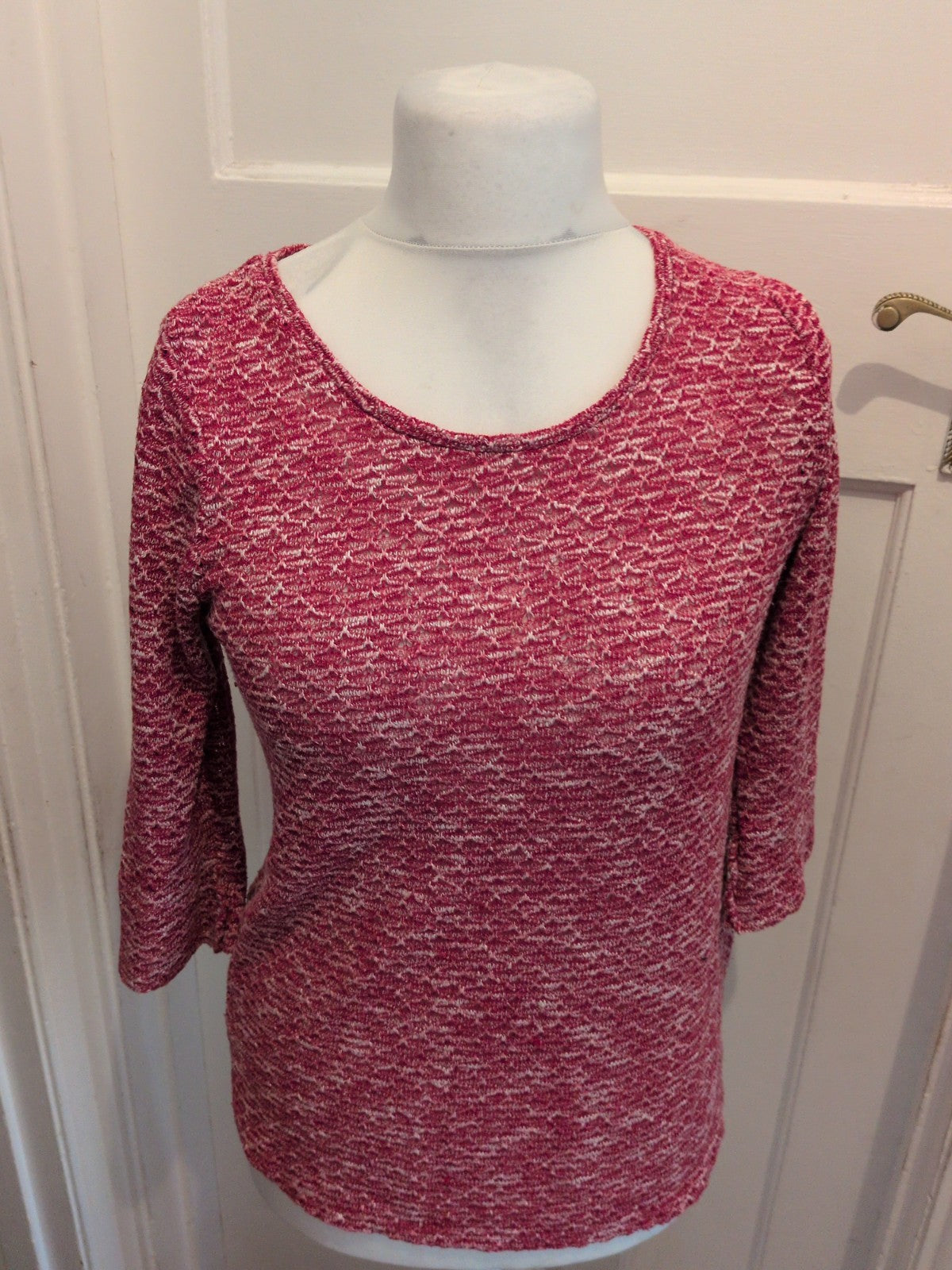 New Look 12 Pink Flecked Long Sleeve Partial See Through Jumper