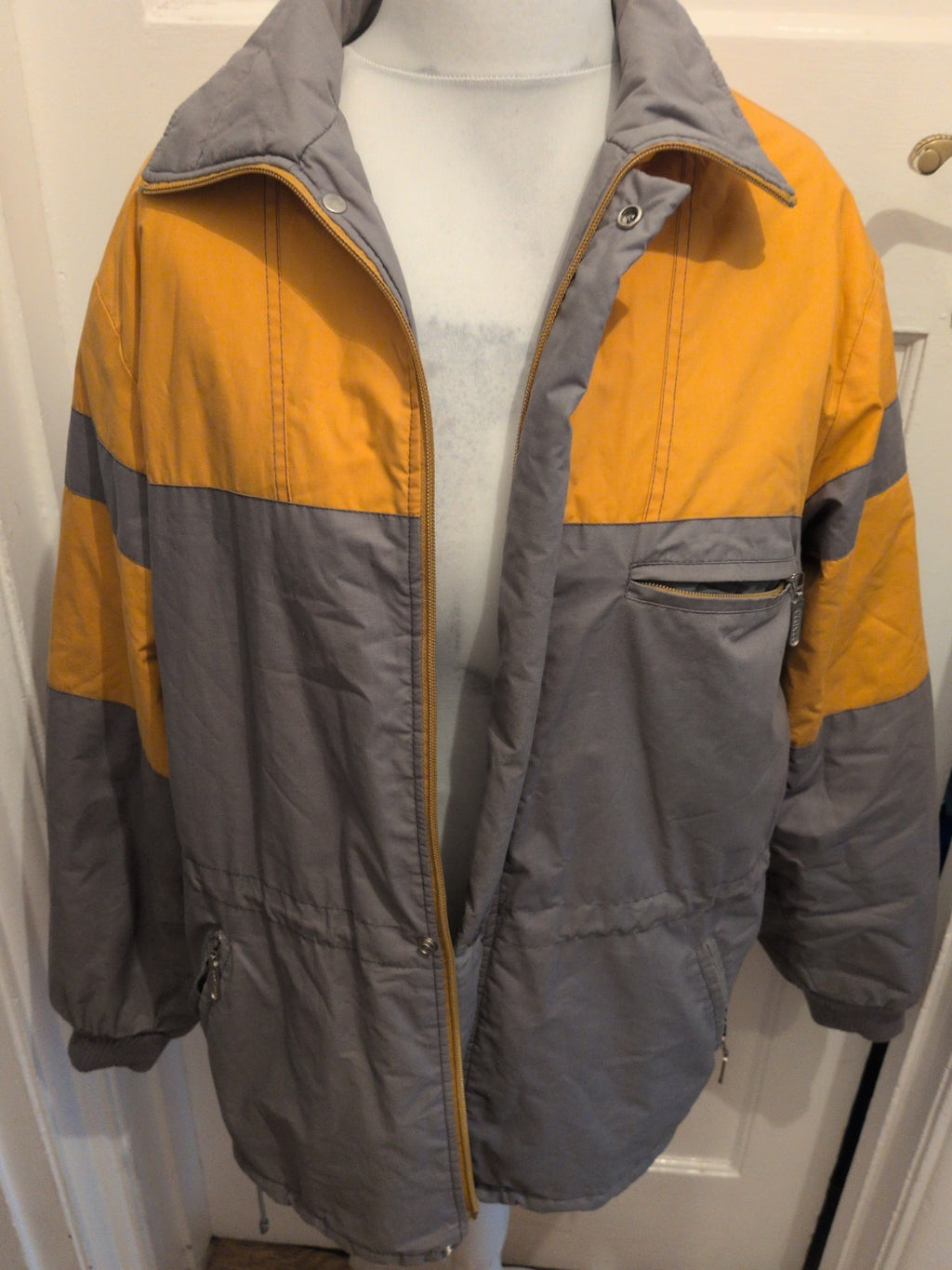 Active Large Grey And Orange Full Zip Coat