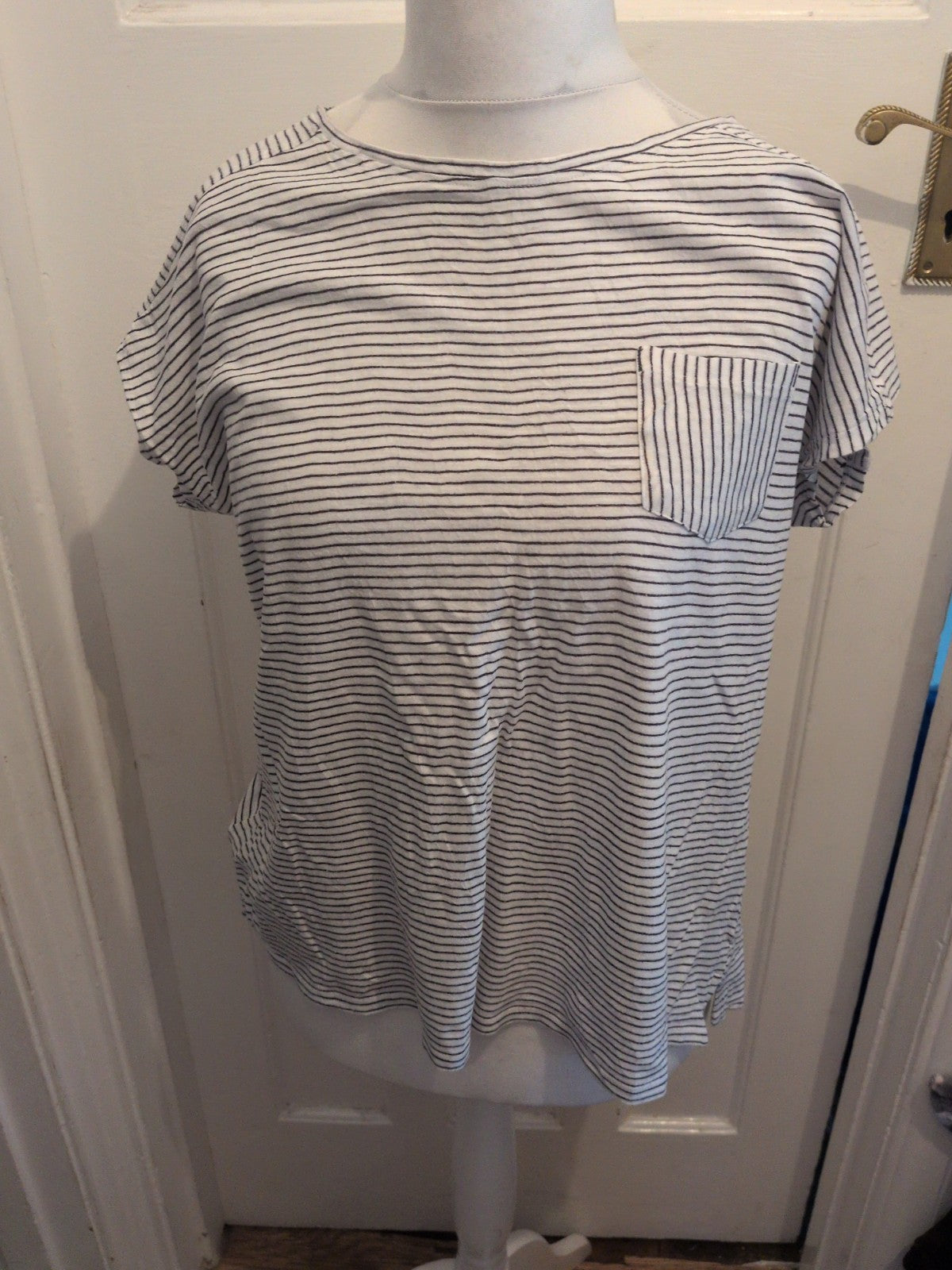 White Stuff 18 White Stripe Short Sleeve T-shirt