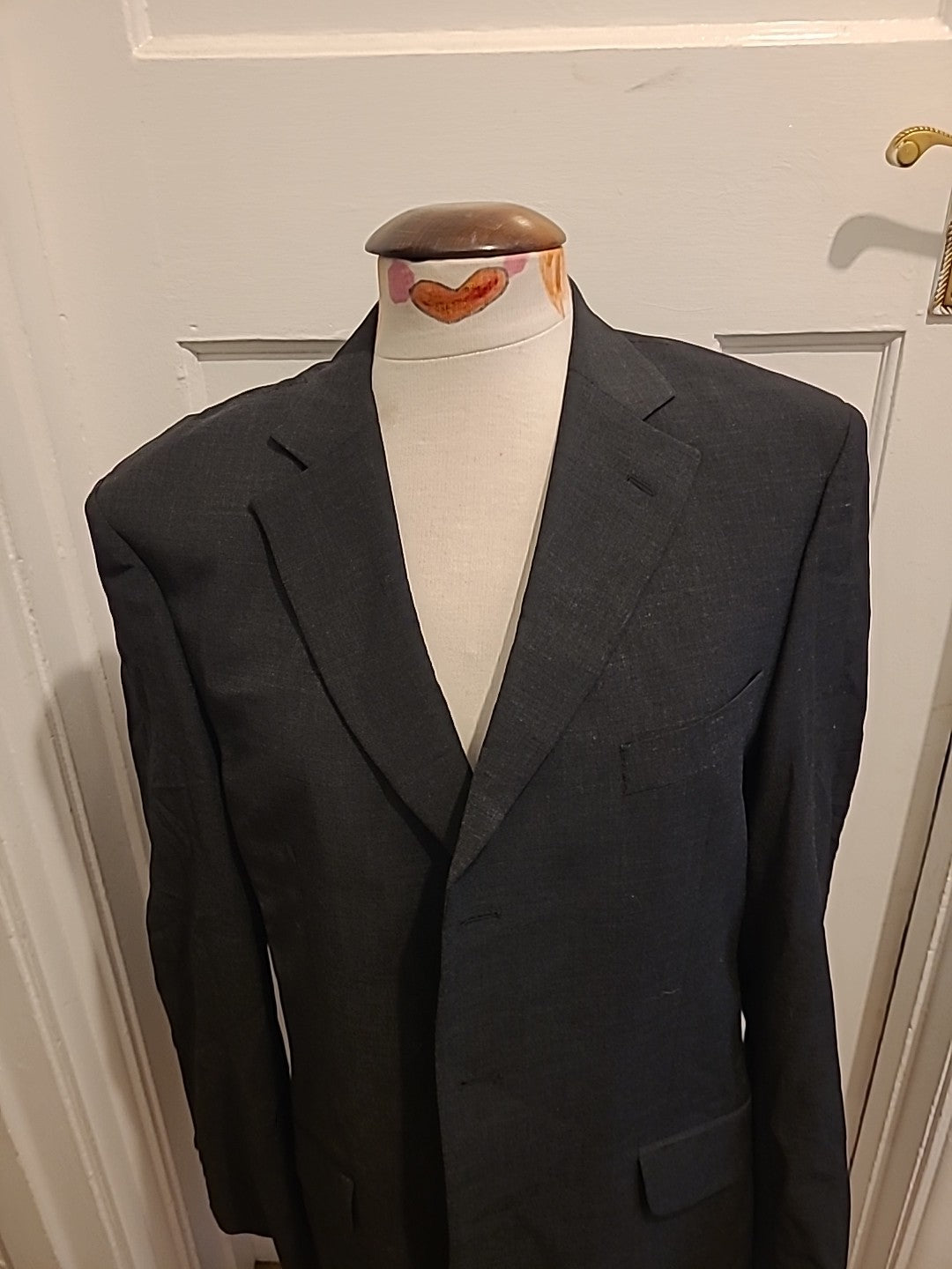 Mens Marks And Spencer Size 42L Dark Grey/Navy Padded Lined Blazer