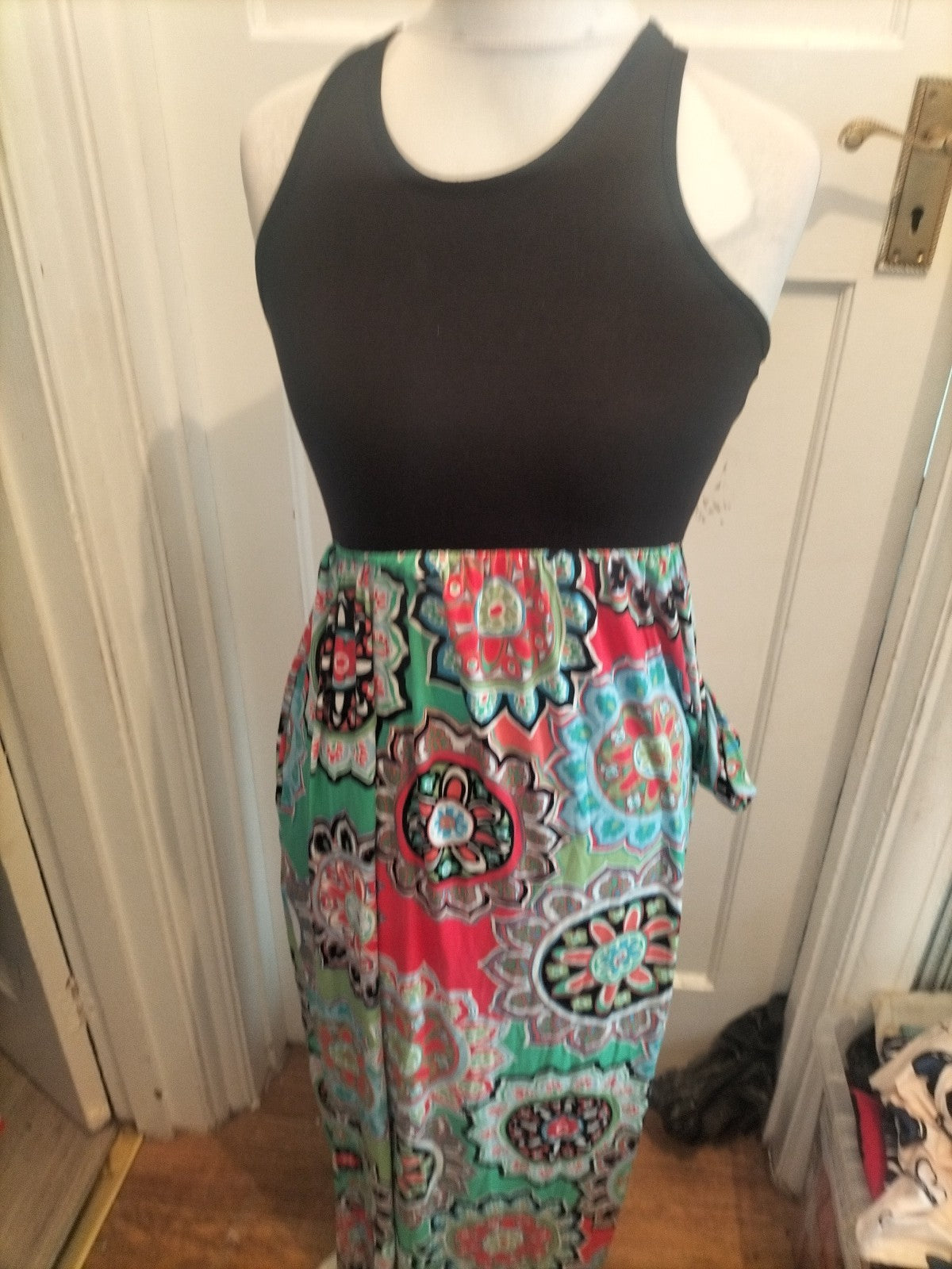 Medium Black And Multicoloured Aztec Sleeveless Dress