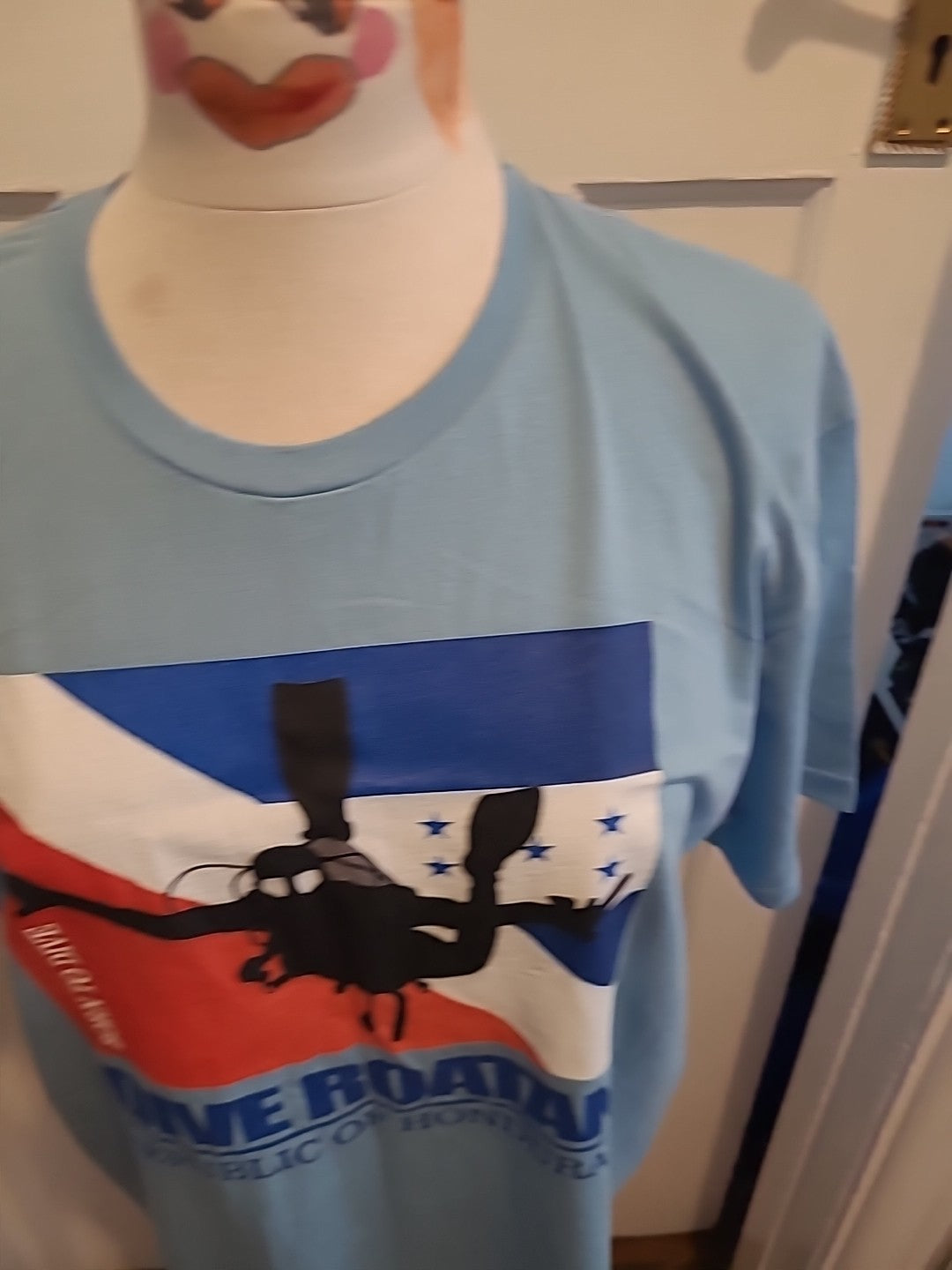 Mens Gildan Size Large Pale Blue Honduras Short Sleeved Tshirt