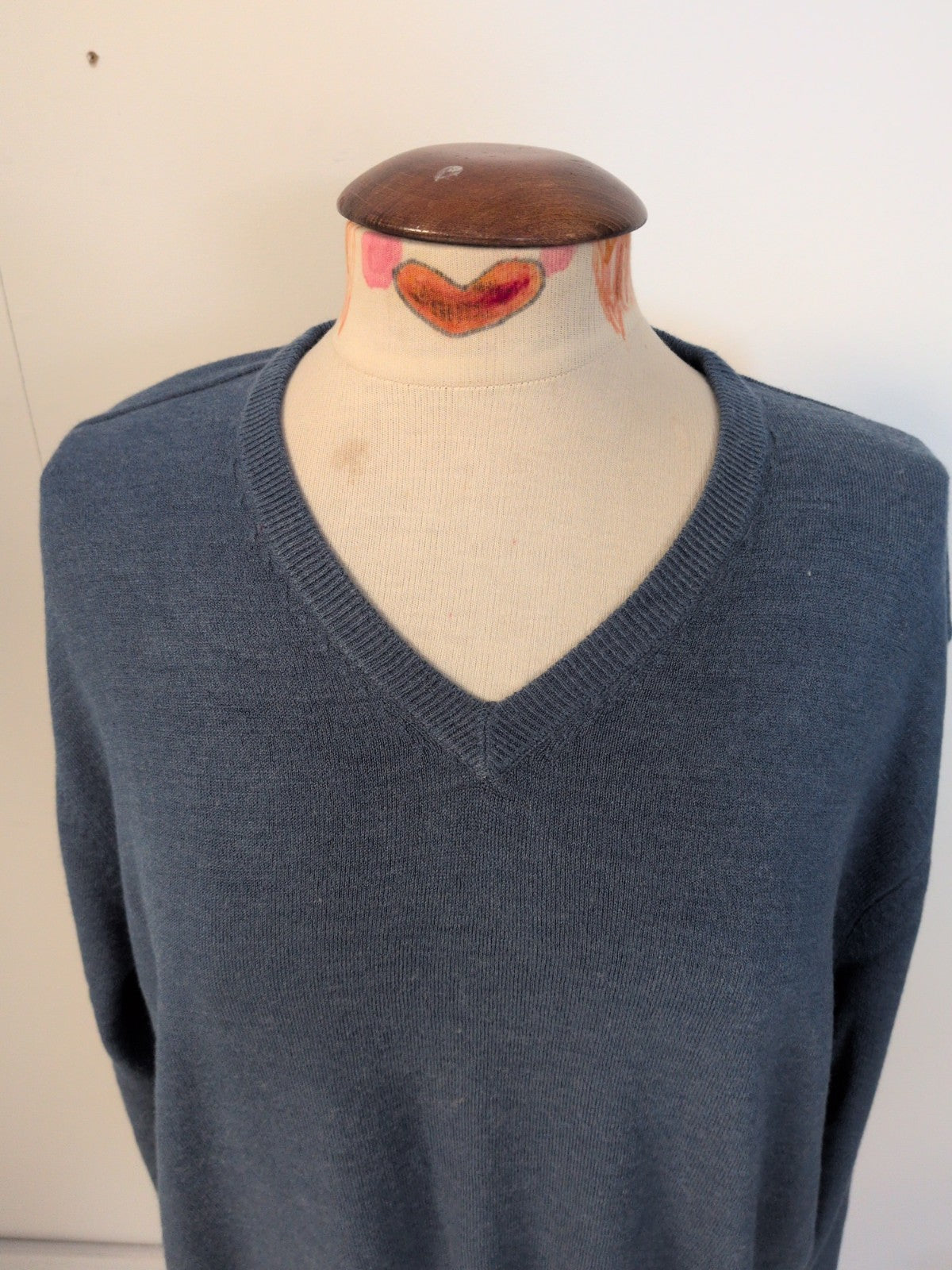Marks And Spencer 2XL Navy V Neck Cashmilon Jumper Small Mark On Front